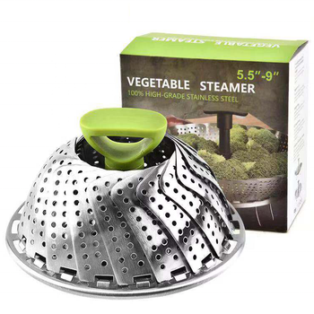 Stainless Steel Folding Steamer Basket Kitchen Multi-function Fruit Vegetable Steamer Basket with Handle