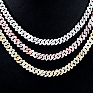 Collar de plata 925 chapado en oro de 18K con certificado GRA de moissanita VVS, cadena de 2 filas con diamantes incrustados, joyería de moda estilo hip hop para raperos. - Product Image 1