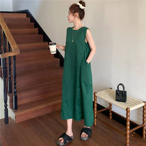 Migliore vendita estate coreano Maxi abito lungo T-Shirt Casual Loungwear taglie forti senza maniche cavi T-Shirt da donna - Product Image 5