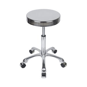 Tabouret pivotant moderne en acier inoxydable avec roulettes pour hôtel, salle à manger, hôpital, usage industriel - Conception durable à hauteur réglable - Product Image 1