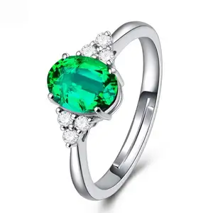 Tryme Emerald Green Stone Adjustable Ring