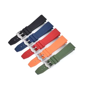 JUELONG Customizable High Quality Durable FKM Curved End Watch Strap Soft Waterproof 20mm Rubber Wristband For Dive Watches