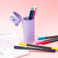Trousse à crayons en Silicone innovante pour enfants, étui à crayons personnalisé couleur 1 pièce/sac opp accepter Logo personnalisé écoles et bureaux
