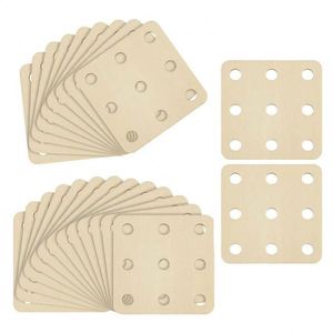 24 cartes carrées vierges en bois pour machine à tisser, pour la décoration de copeaux de bois tissés à la main, fournitures d'artisanat multi-trous - Product Image 3