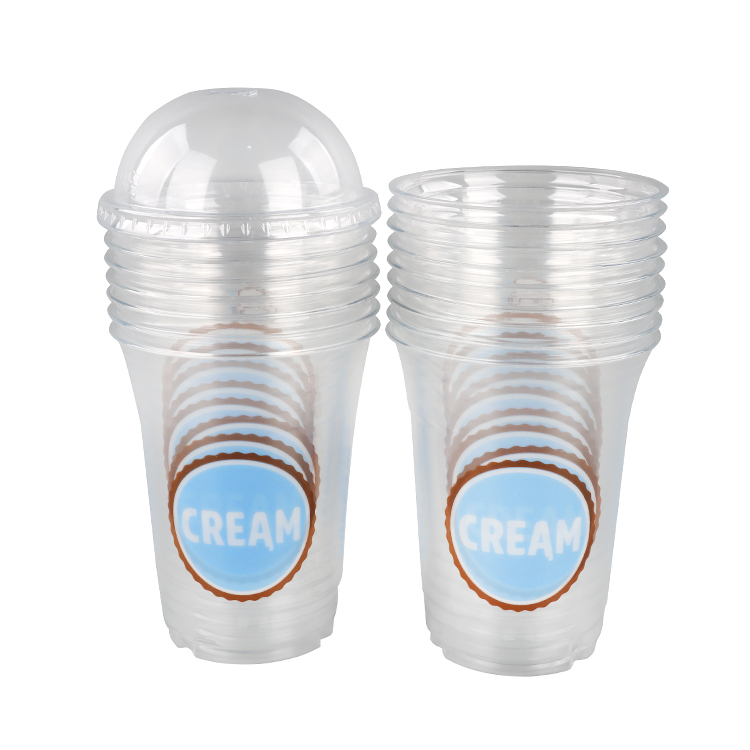 Disposable Plastic Cup with Lid Transparent Eco Custom Logo Printed Clear PP PET Customized Bubble Tea Cups BF 3- 7 Days CN;ZHE