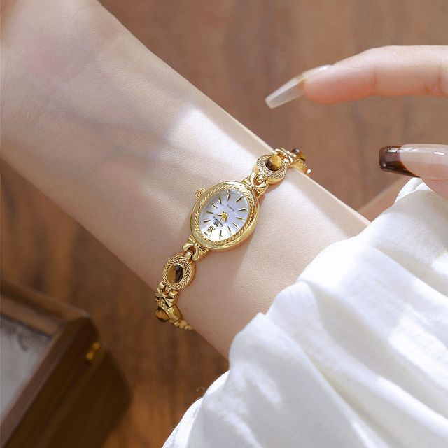 Hot Sale Diamond Natural Stone Tiger Eye Golden Watch for Women Luxury Brand Waterproof Quartz Vintage Women Las Mujeres Miran