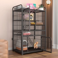 Cage à chat de luxe à trois niveaux en fer avec structure d'escalade et nid, design respirant, espace super spacieux pour chats, utilisation intérieure toutes saisons