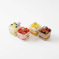 Nouvelle vente en gros directe d'usine 2026 – Gobelets en plastique PS transparents jetables de haute qualité pour desserts, forme carrée/rectangulaire, logo personnalisé