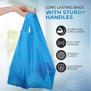 Sacs poubelle durables en LDPE Huamaohengchun, 200 unités, avec poignées (11x17x21 pouces) |   Sacs de transport robustes de type gilet pour - Product Image 4