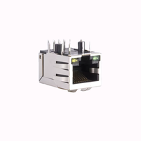 Connecteur réseau blindé Ethernet Cat6 haute vitesse, plaqué or 6u, LED verte jaune latérale pour communication de données RJ45