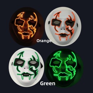 หน้ากากฮาโลวีน LED PVC ปรับแต่งได้ 9 สี ปิดคลุมทั้งใบหน้า พร้อมแบตเตอรี่ในตัว สำหรับปาร์ตี้สยองขวัญและของขวัญ - Product Image 3