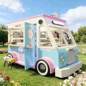 ZOWN Electric White Food Trailer with Blue Trim Two Windows Customizable Size & Power Options for Street Catering Service - Product Image 1