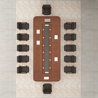 Ensemble de table et de chaises de conférence modernes modulaires en MDF pour bureau, hôtel, hôpital - Mobilier de salle de réunion pour 12 personnes