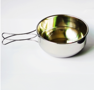 ถ้วยอลูมิเนียมสีดำแบบพกพา หม้อทอดขนาดเล็กสำหรับใช้งานกลางแจ้งพร้อมที่จับพับได้ บรรจุในถุงตาข่ายอเนกประสงค์ - Product Image 1