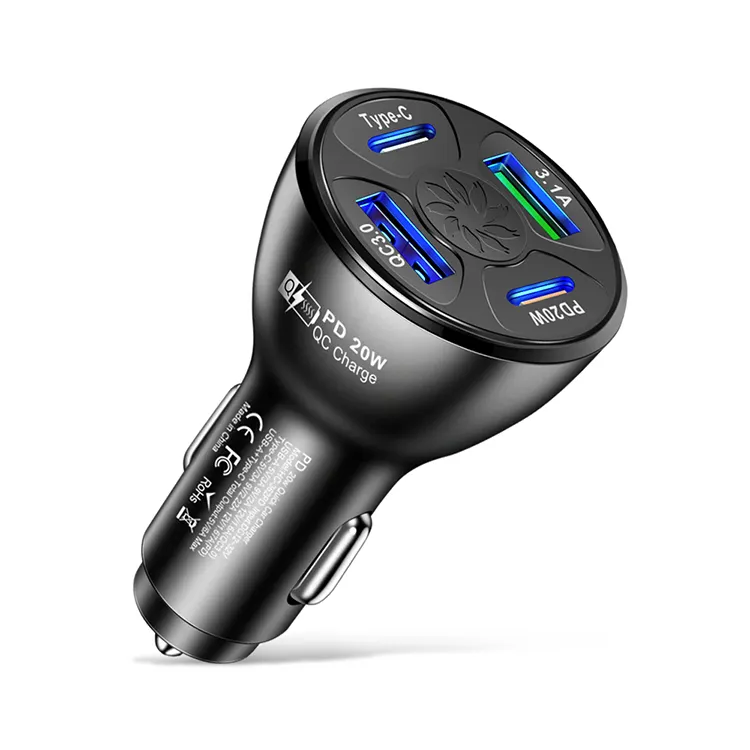 Competitive Price PD Car Charger with 2 USB and 2 PD Ports Quick Charge QC 3.0 Adapter