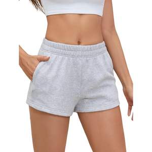 Shorts de survêtement personnalisés pour femmes, taille haute, élastiques, décontractés, pour l'été, avec poches, en molleton respirant - Product Image 2