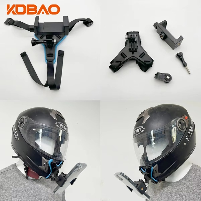 Kdbao Motorcycle Helmet Chin Mount Kit PP Bracket with Chin Strap Holder for Action Camera Smartphone Riding POV
