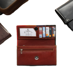 กระเป๋าสตางค์หนังแท้ทรงบางแบบยาวสำหรับผู้หญิงผู้ชายและทุกเพศ ปิดด้วยซิป ป้องกัน RFID ผลิตจากโพลีเอสเตอร์ แฟชั่น ขายส่ง คุณภาพสูง - Product Image 1