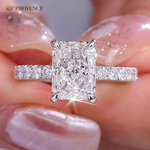 高級 14K・18K 無垢ホワイトゴールド ラディアントカット 4本爪 ダイヤモンドリング メンズ・レディース用 エレガントジュエリー 関税無料 - Product Image 2