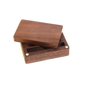 Cufflink Storage <b>Box</b> Wooden Magnetic Lid Men's Tie Clip <b>Earring</b> Jewelry Organizer Solid Color Covered Design - Product Image 3