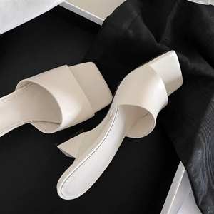 Sandales mules à talon évasé et bout carré pour femme - <span class=keywords><strong>Chaussures</strong></span> décontractées ouvertes à lanières larges, style minimaliste Y2K pour fêtes et été - Product Image 3