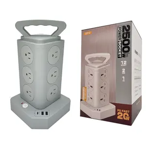 Custom logo US power socket with PD20W Type-C port and USB 12 US outlet tower shape 12 AC US extension Electrical socket