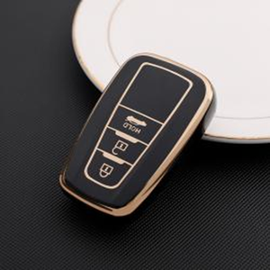 Nouveau couvercle de clé de voiture en TPU souple pour <span class=keywords><strong>Toyota</strong></span> 3 boutons avec ligne dorée, accessoire de pochette de clé - Product Image 4