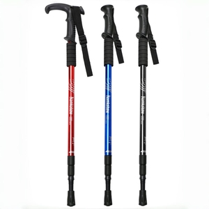 Bastone <span class=keywords><strong>da</strong></span> <span class=keywords><strong>Trekking</strong></span> Telescopico in Lega di Alluminio a 4 Sezioni, 65-135cm, con Impugnatura in Gomma e Punta Antiscivolo per Escursionismo e Camminata - Product Image 1