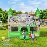 Château gonflable certifié CE Minecraft 13x13 pieds pour fêtes d'anniversaire d'enfants et locations événementielles