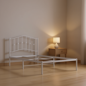 Letto Singolo Moderno in Acciaio Bianco, Design Rettangolare, Letti in Metallo per Camera da Letto - Product Image 2