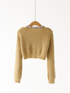 <span class=keywords><strong>Cardigan</strong></span> in Maglia Standard Autunno Inverno 2025, Nuovo Modello Leggero Color Curry, Decorazione con Bottoni Colorati di Lusso, Casual Elegante Anti-Pilling - Product Image 6