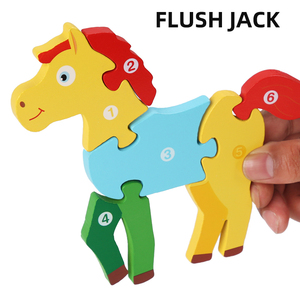 Bằng Gỗ Phim Hoạt Hình Số Động Vật Xe 3D Trò Chơi Ghép Hình Câu Đố Trò Chơi Montessori Bé Đầu Giáo Dục Học Tập Đồ Chơi Cho Trẻ Em Trai Cô Gái - Product Image 6