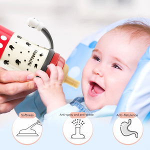 Biberones de silicona de 300ml sin BPA, patrón de rayas, pezón de paja, Material PPSU y PP, consumo seguro de leche para niños, mango de 0 a 12 meses - Product Image 2