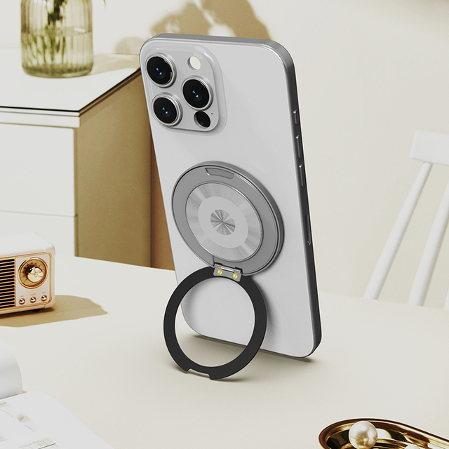 Foldable Magnetic Phone Ring Grip Aluminum+PC Dual Material for Car Navigation & Desktop Viewing Supports Custom Logo Bulk Order