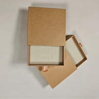 Boîte à tiroir rigide en kraft, petit format, logo personnalisé, emballage pour bijoux, 6*6*3cm, laminage mat, doublure en éponge, recyclable