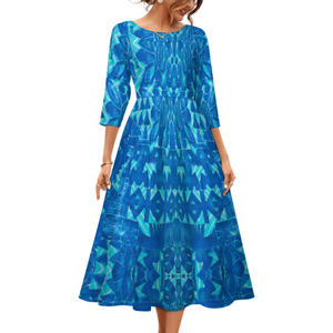 Quanzhou polinezya Tribal kabile kravat-boya tasarım özel gece kulübü moda büyük boy 7XL kadınlar uzun kollu pilili elbise - Product Image 5