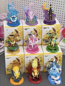 Liqi Pokemond 100% Original Anime dessin animé 9 pièces/boîte Pokemoned Eevee Box V2 Kawaii PVC figurines pleine couleur imprimé conseil - Product Image 4