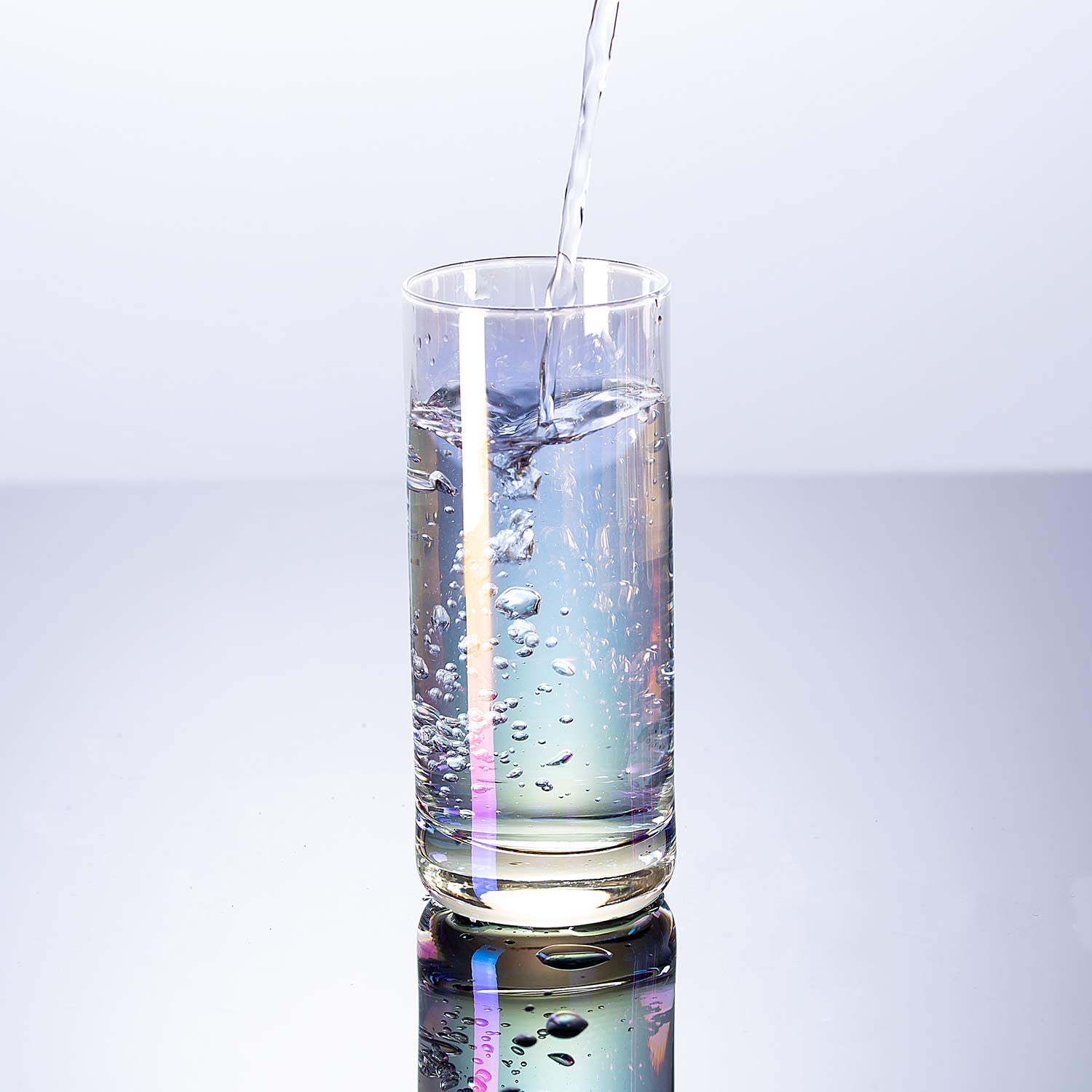 13 Ounce Iridescent Highball Drinking Glass Cylindrical Shape for Water  Beverage Juice Wine,Beer, and Cocktail