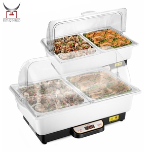 Estufa de buffet eléctrica de acero inoxidable 304, olla de buffet engrosada y profunda, vajilla con plato de frotamiento con temperatura ajustable - Product Image 1