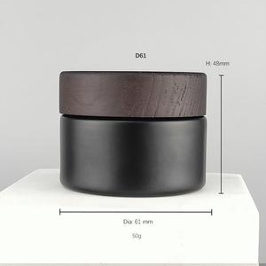 Barattolo in <span class=keywords><strong>Vetro</strong></span> Cosmetico da <span class=keywords><strong>50</strong></span> <span class=keywords><strong>ml</strong></span>, Barattolo in <span class=keywords><strong>Vetro</strong></span> Nero Opaco da <span class=keywords><strong>50</strong></span> Grammi per Crema Viso con Coperchio in Legno - Product Image 4