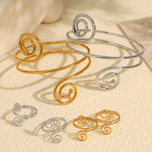 Fashion <b>Bangle</b> Zinc Alloy Gold <b>Silver</b> Spiral Design Unisex Jewelry <b>Bracelet</b> - Product Image 1