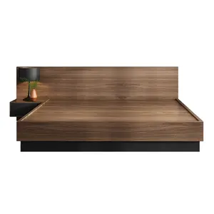 Lit au sol tatami plate-forme moderne King Queen Size cadre de lit de style japonais en bois massif avec rangement en option et table de chevet