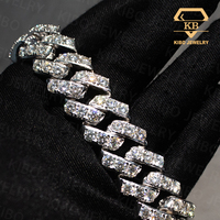 Bracelet Hip Hop en Moissanite VVS taille Baguette, grande pierre, 20 mm, en Argent Sterling 925, style cubain pour homme, passe le test du diamant