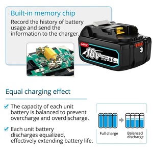 Paquete de Baterías Recargables de Estado Sólido 18650 de <span class=keywords><strong>18V</strong></span> <span class=keywords><strong>3Ah</strong></span> 6Ah 8Ah para Juguetes BL1860, Compatibles, de Alta Capacidad y Carga Rápida LiCoO2 - Product Image 4