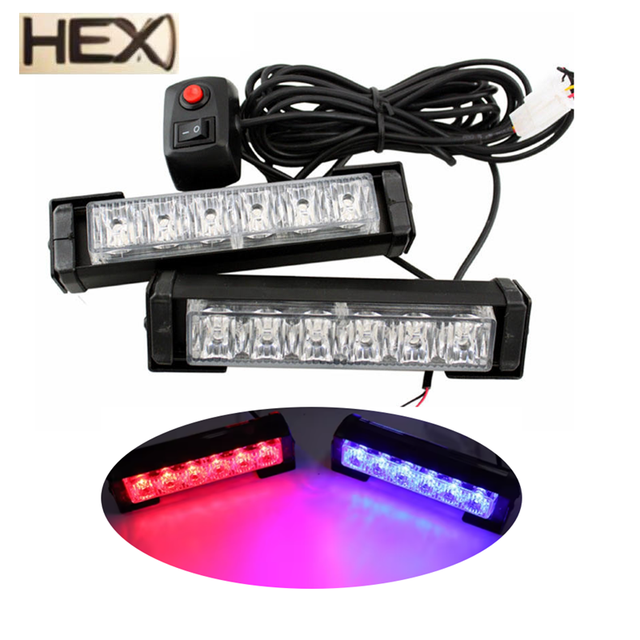 New 6 LED Strobe Light Bar Red Blue Flash Emergency Warning Lamp for Traffic Fire Fighters Beacon Advisor Vehicle Emergency