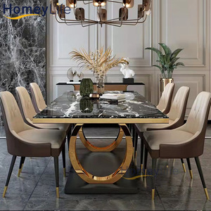 Bàn ăn và ghế đặt khung thép không gỉ sang trọng bàn ăn đặt bàn ăn bằng đá cẩm thạch hiện đại - Product Image 3