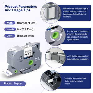 Cinta de Etiquetas Laminada Adhesiva Estándar Orison TZo-241 Compatible con Tze 241 Tze-241 de 18 mm, Negra sobre Blanca, para Impresora Brother <span class=keywords><strong>P</strong></span>-<span class=keywords><strong>Touch</strong></span> - Product Image 6