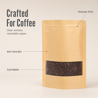 Pochette en papier kraft écologique ECO Source Factory avec fenêtre et fermeture éclair refermable pour l'emballage du café