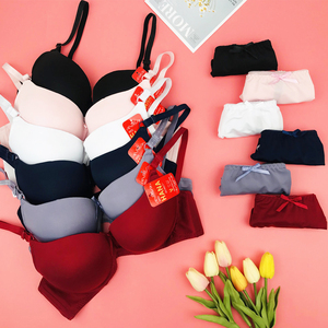 Conjunto de sujetador push-up con anillo de acero antiflacidez para mujer, bragas de estilo diario, <span class=keywords><strong>pechos</strong></span> <span class=keywords><strong>grandes</strong></span>, ropa interior pequeña para comercio exterior - Product Image 2