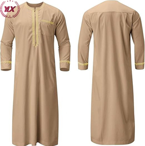 Robe <span class=keywords><strong>de</strong></span> <span class=keywords><strong>prière</strong></span> vintage modeste pour hommes pour l'Aïd Al-Fitr <span class=keywords><strong>tenue</strong></span> islamique douce avec broderie dorée disponible en 4XL robe d'été d'hiver - Product Image 3
